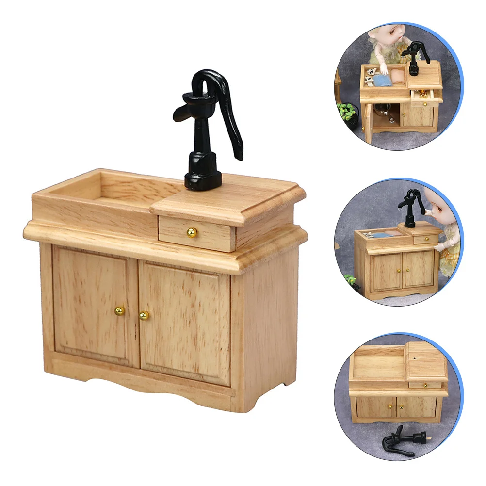 

Wash Basin Model Dollhouse Sink Mini Cabinet Figurines Miniature Toy Wash Basin Furniture Model Kids