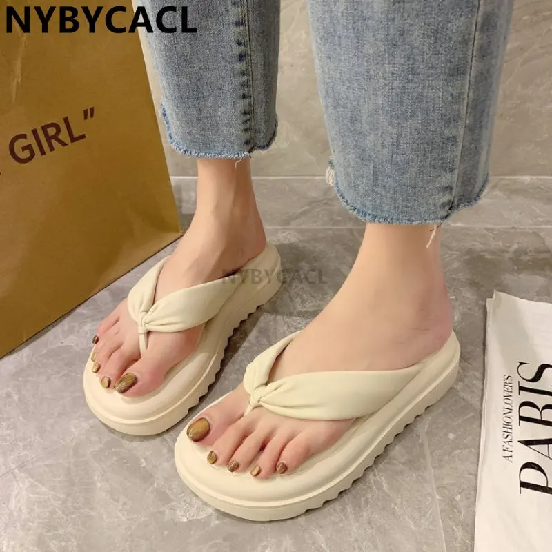 Summer Platform Women Slippers Clip Toe Slip On Shoes Ladies Fashion Female Outdoor Party Slides White sandalias mujer New