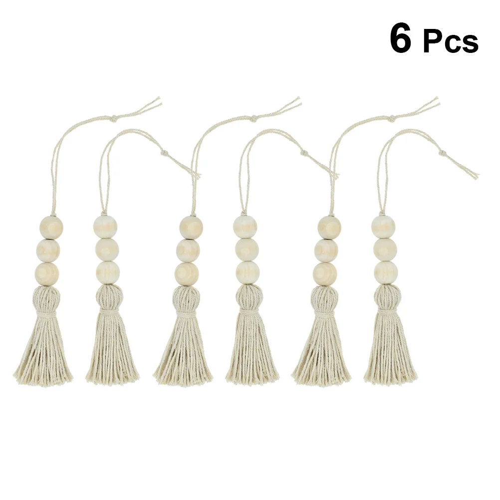 

Beads Tassel Wood Bead Garland Decor Ornaments Farmhouse Wooden Decorative Tassels Door Christmas Hanging Rustic Home Handle