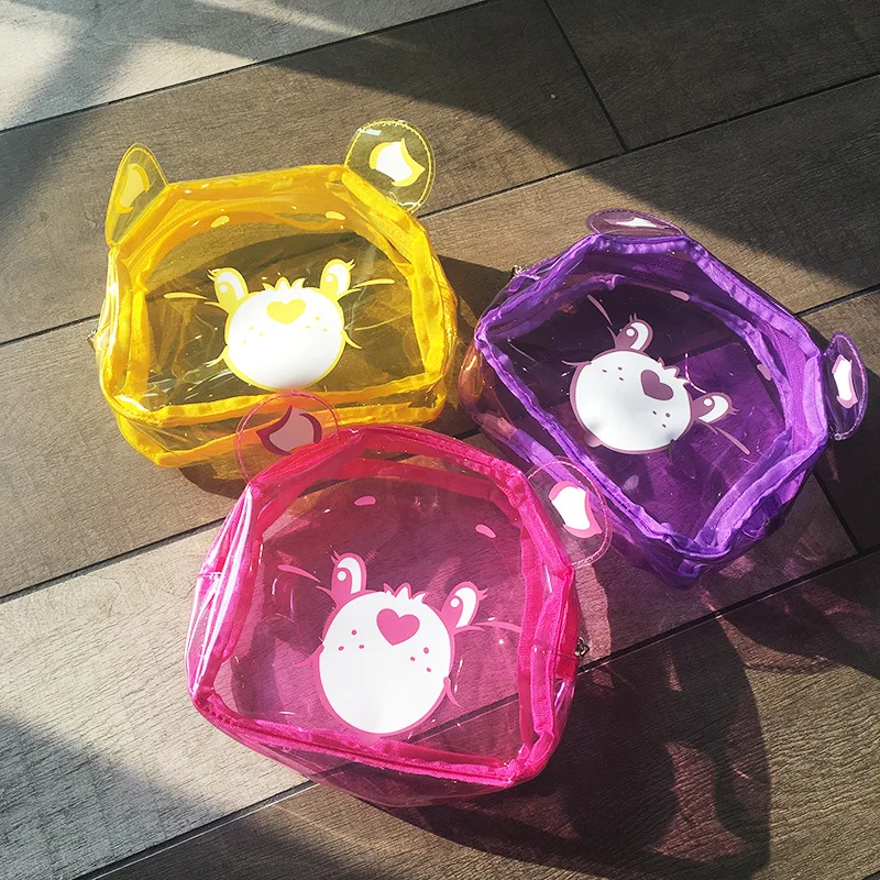 

Anime Surrounding Rainbow Bear Love Kawaii Storage Bag Wash Bag Portable Transparent PVC Cosmetic Bag Couple Children's Gift