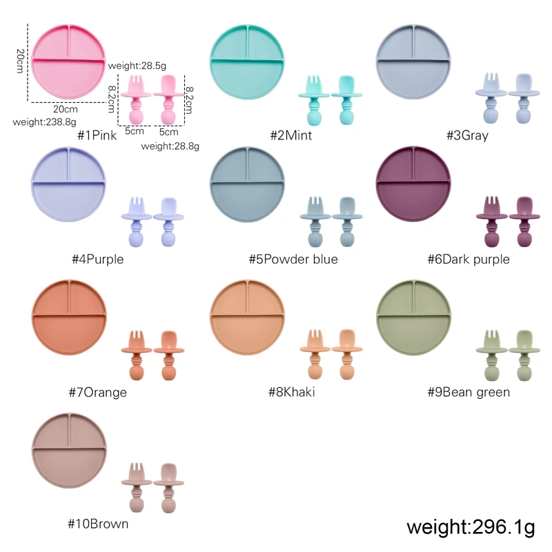 Набор детских силиконовых столовых приборов многоцветная безопасная миска