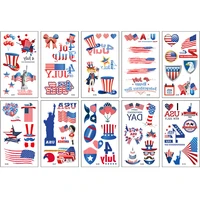 10pcs independence day tattoo creative flag face props temporary stickers neck wrist arm leg foot tattoo sticker kids toys