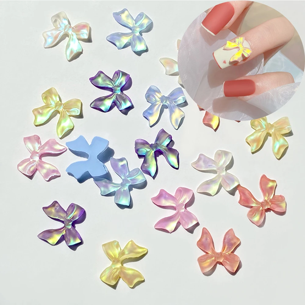 

10/50pcs Bow Resin Nail Art Decoration 3D Long Ribbon Bowknot Ornament Nail Charm Jewelry Design Kawaii DIY Accessories 2022-ZH