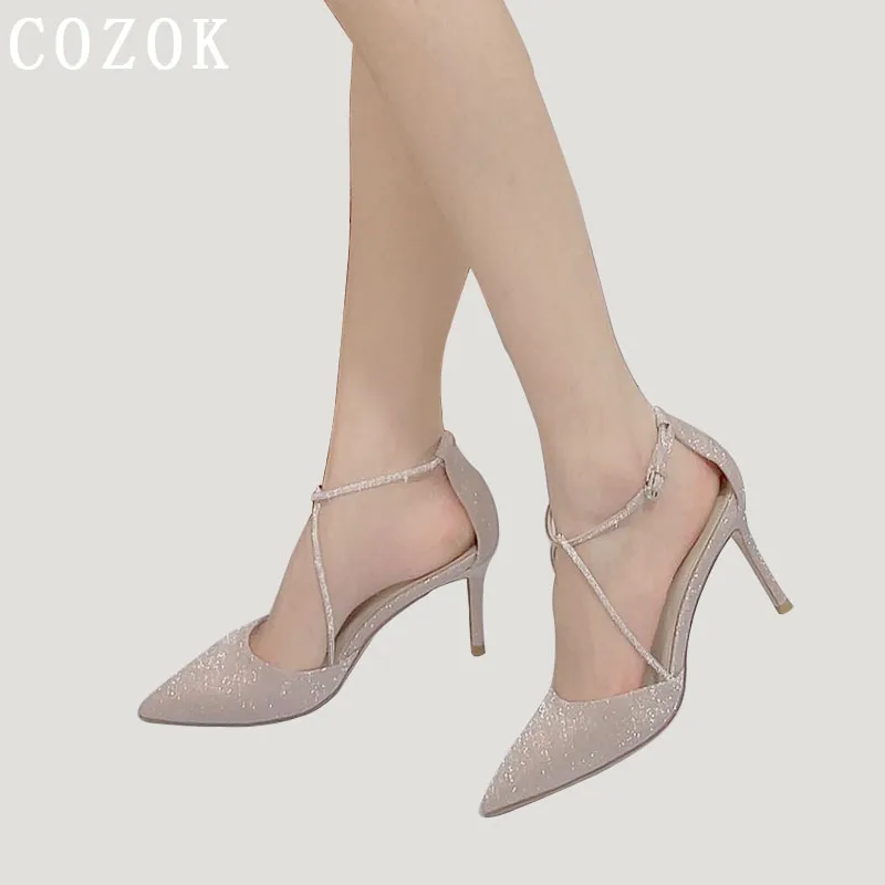 

Новинка 2022, туфли-лодочки, красные пикантные остроносые сандалии с цепочкой, шлепанцы на высоком каблуке