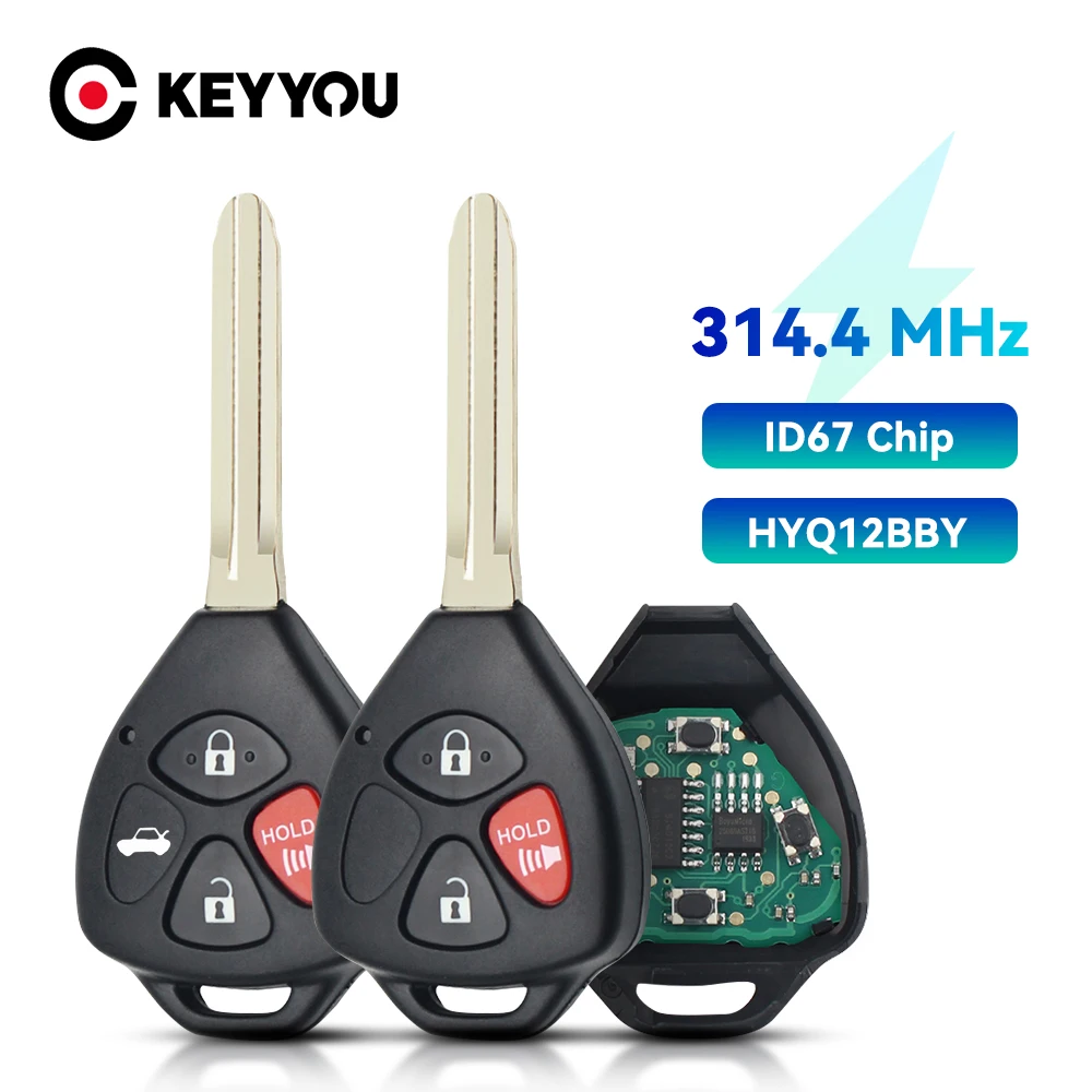 

KEYYOU HyQ12BBY 314.4 Mhz ID67 3/4 Buttons Car Remote Key for Toyota Camry Avalon Corolla Matrix RAV4 Yaris Venza tC/xA/xB/xC