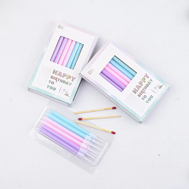 

Macaron Color Candle Home Atmosphere Long Candles Birthday Cake Decorations Multicolor Dessert Topper Festive Party Supplies