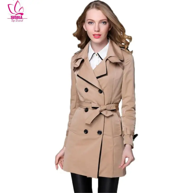 

Spring Winter 1PC Trench Coat For Women Double Breasted Slim Fit Long Spring Coat Casaco Feminino Abrigos Mujer Autumn Outerwear