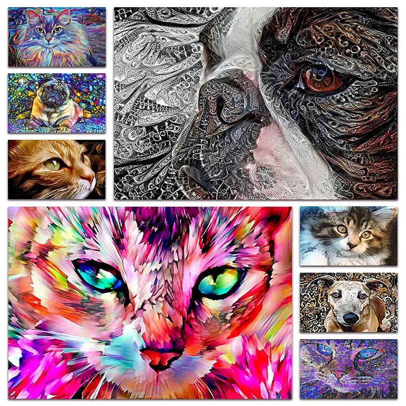 Алмазная живопись сделай сам мозаика 5D с изображением животных кошек собак