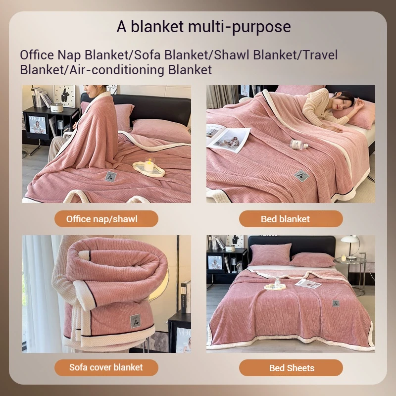 Теплое двустороннее одеяло из полиэстера/акрила 2024