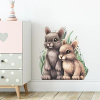 cute two little rabbits self adhesive wall stickers home decoration wall room decor home accessories wallpaper