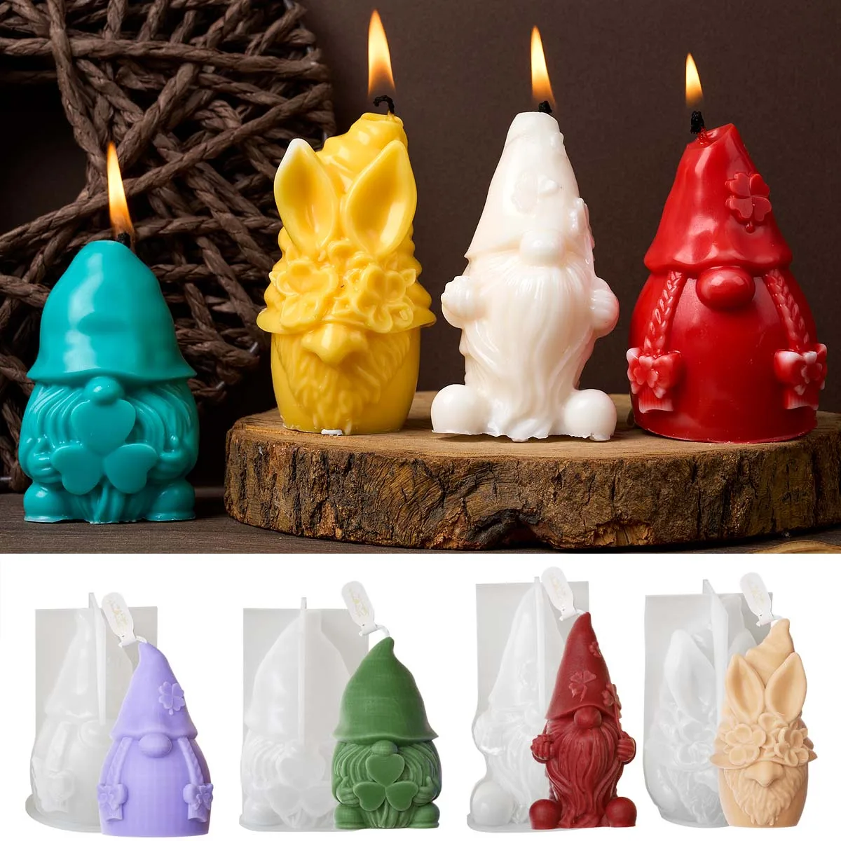 Новый клевер безликий Клаус силиконовая форма для свечей DIY пасхальный гном