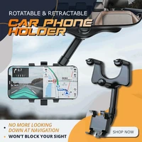 upgrade 360%c2%b0 rotate rearview mirror phone holder for car mount phone gps holder universal adjustable telescopic car phone holder