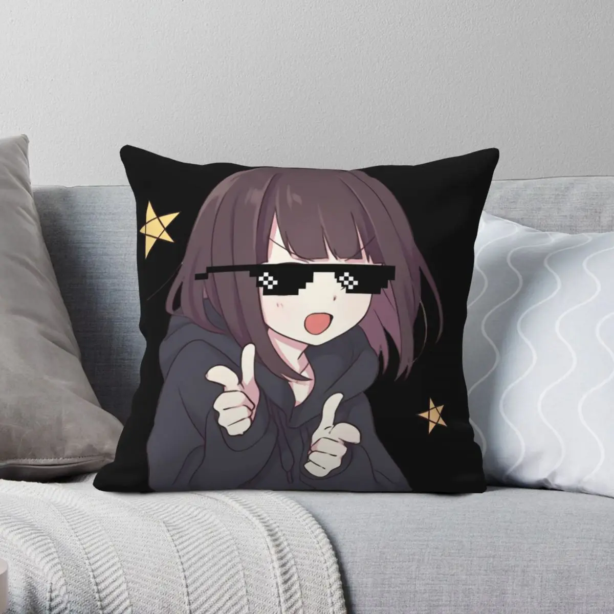 

Menhera Too Cool квадратный чехол для подушки, полиэстеровый льняной бархатный чехол с принтом на молнии, декоративный чехол для подушки