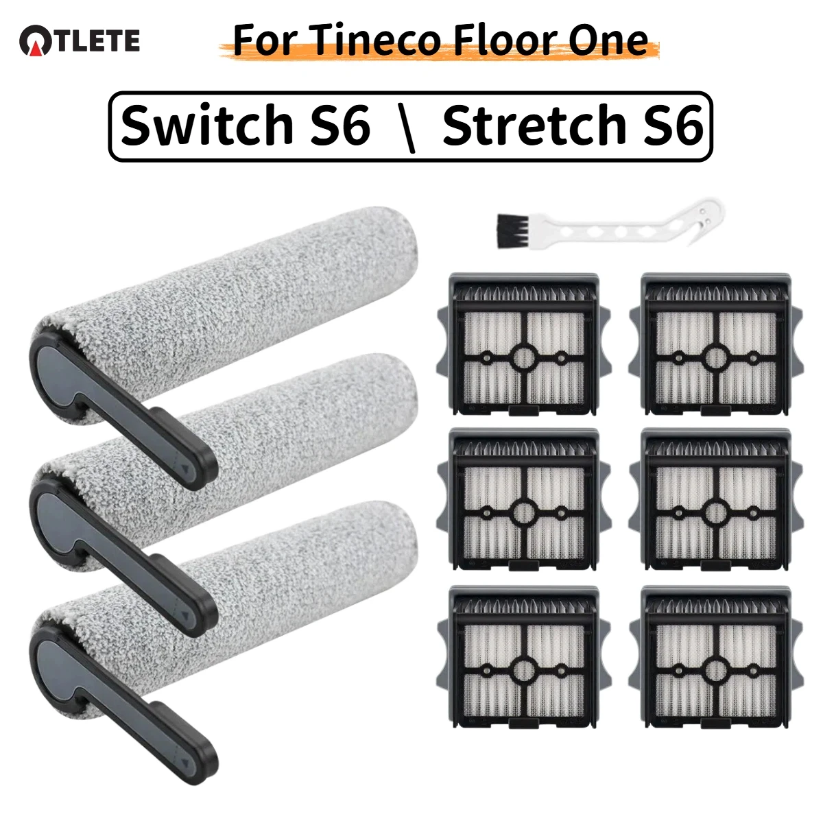 Фото Запчасти для пылесоса Tineco Floor One Switch S6 Stretch для влажной и сухой уборки: расходные материалы, роликовая щетка, HEPA-фильтр, аксессуары №1
