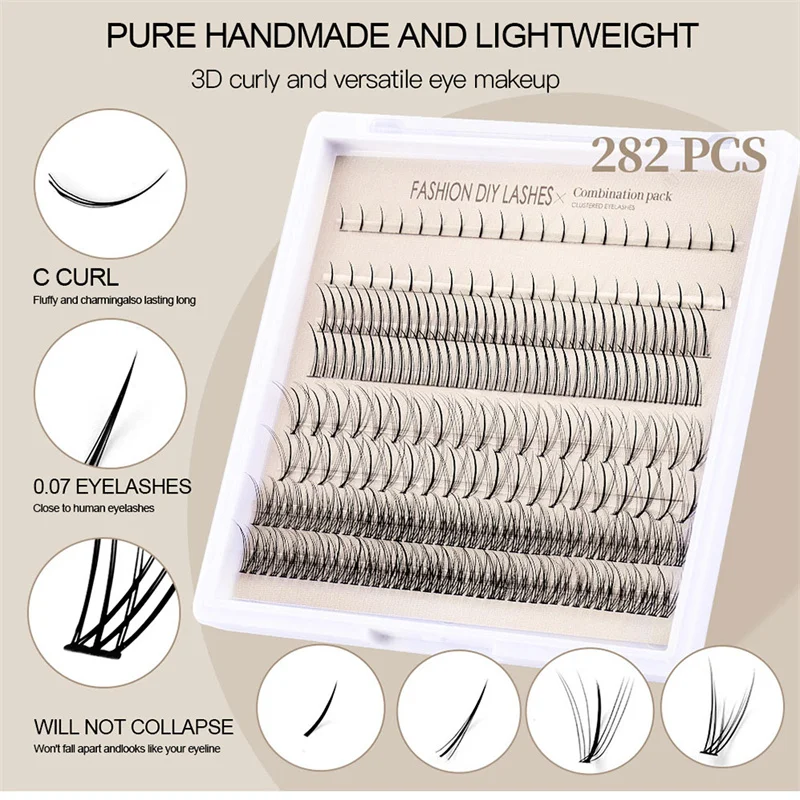 8 рядов/коробка предварительно изготовленный C-завиток 0 07 мм сегментарный