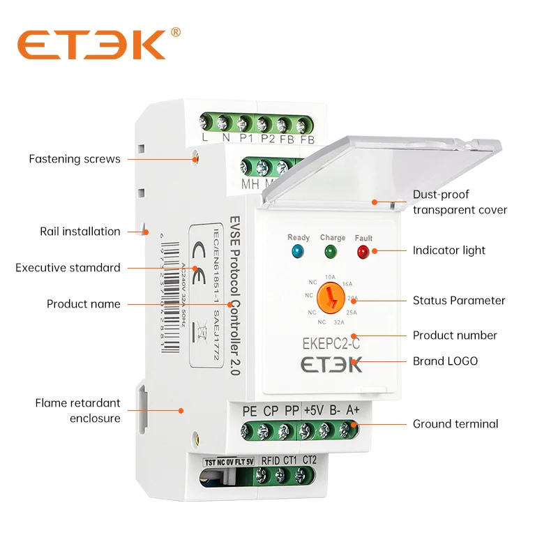 Контроллер ETEK Evse электронный протокол EPC Chontroller EV зарядная станция кабельная