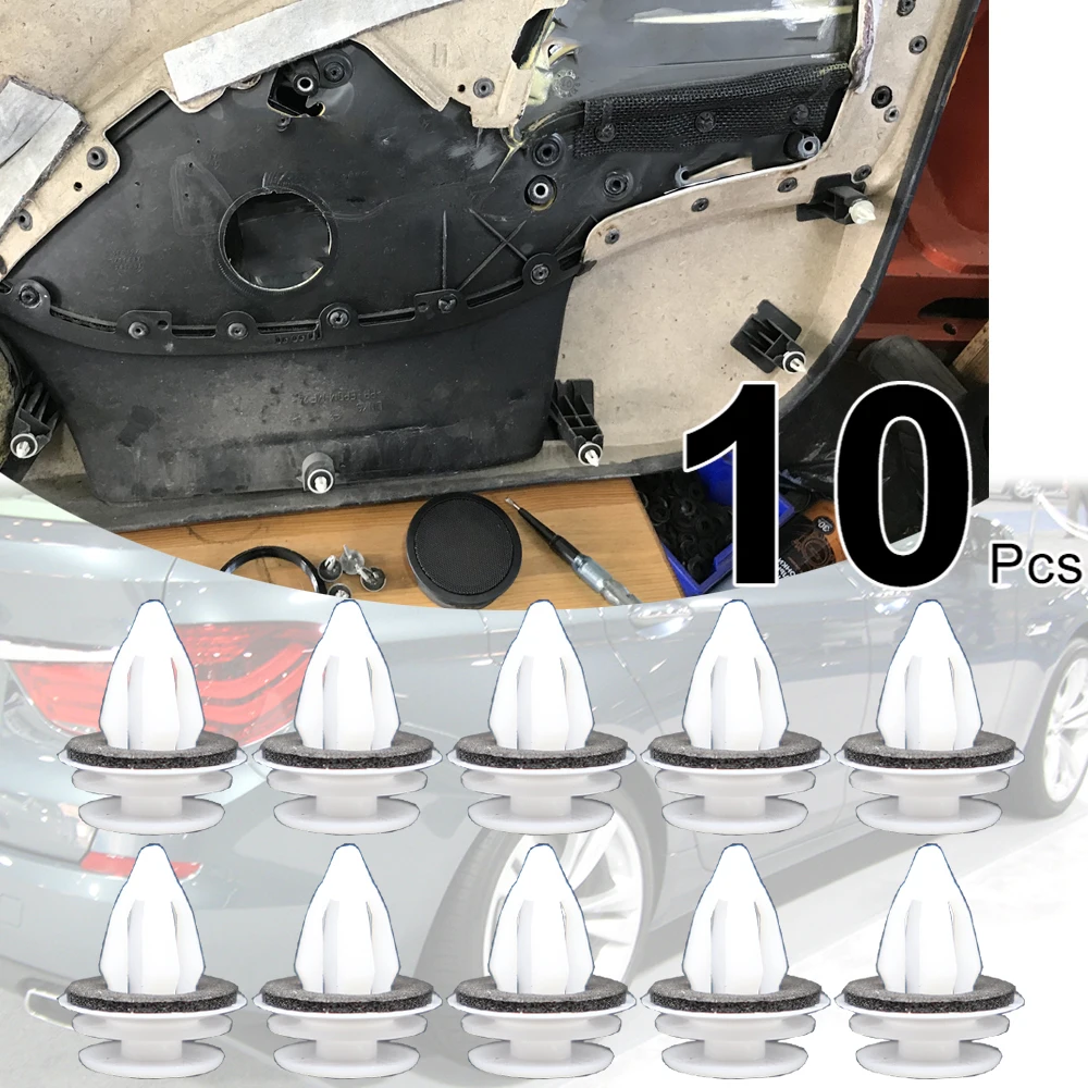 

10 шт. для BMW 5 серии E60 E61 F07 F10 F11 2003-2016 дверная панель, лицевая подкладка, внутренняя отделка, зажимы, заклепки 525 530 540 i/d