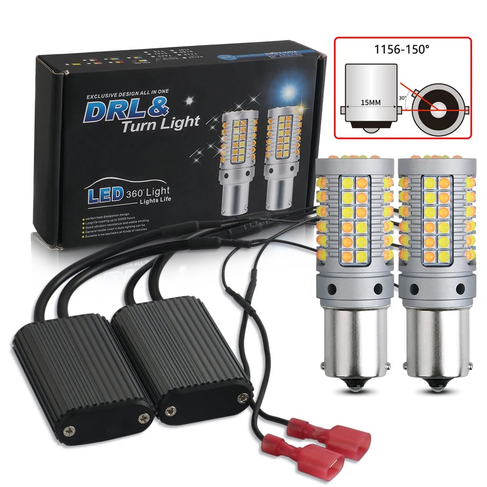 2 шт. 1156 BA15S P21W BAU15S PY21W 7440 W21W T20 без Hyper Flash 3030 69SMD Автомобильные дневные ходовые огни, сигнал поворота, фонарь тормоза, Canbus, без ошибок