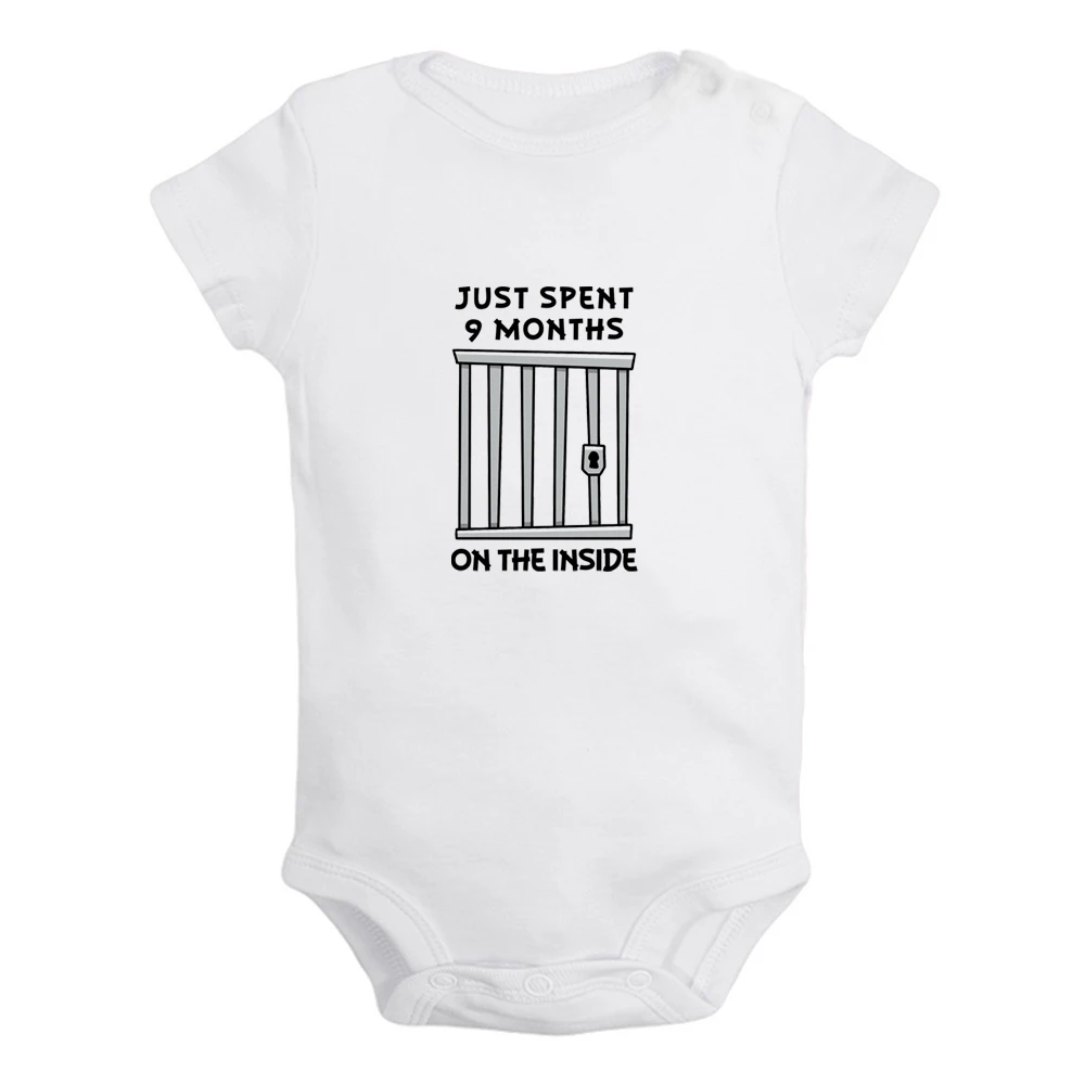 

Just Spent 9 Months On The Inside Cute Baby Rompers Baby Boys Girl Fun Print Bodysuit Infant Short Sleeves Jumpsuit Kids Clothes