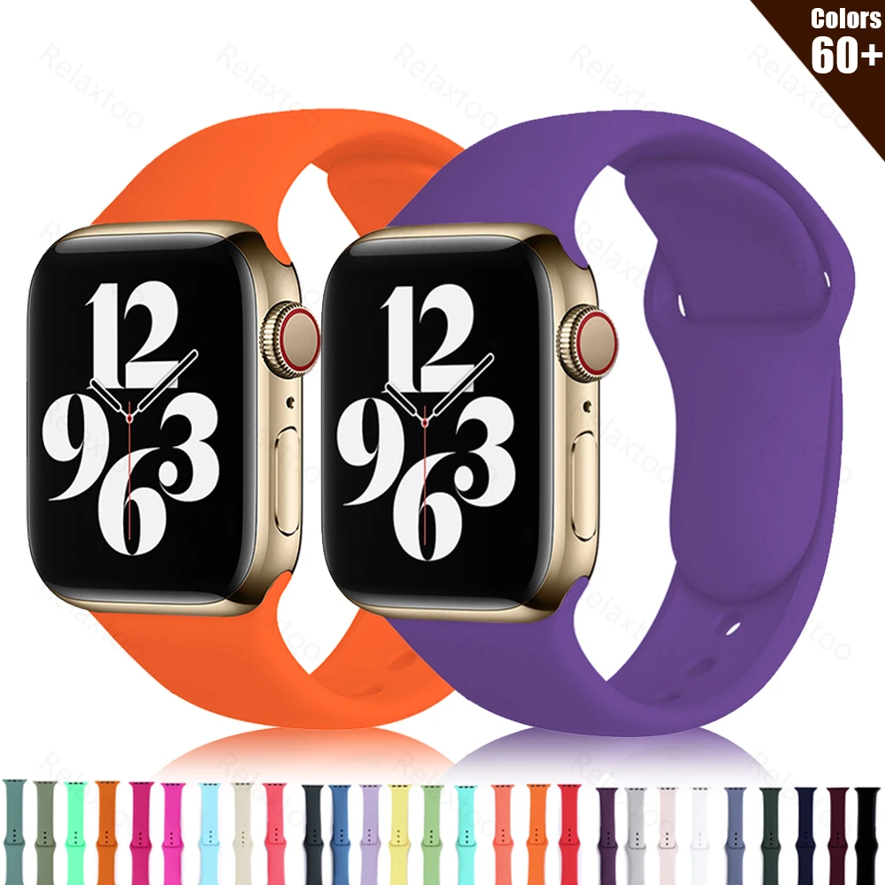 

Soft Silicone Band for Apple Watch Series 6 5 4 3 2 SE 38MM 42MM Rubber Watchband Strap for iWatch 6/5 40MM 44MM
