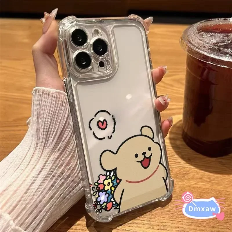 Для Vivo Y11 Y12 Y15 Y17 Y85 Y83 Y81 X21 UD Z1 V17 Pro Nex 3 Y97 X30 Чехол для телефона Puppy Holding Flowers Мягкий