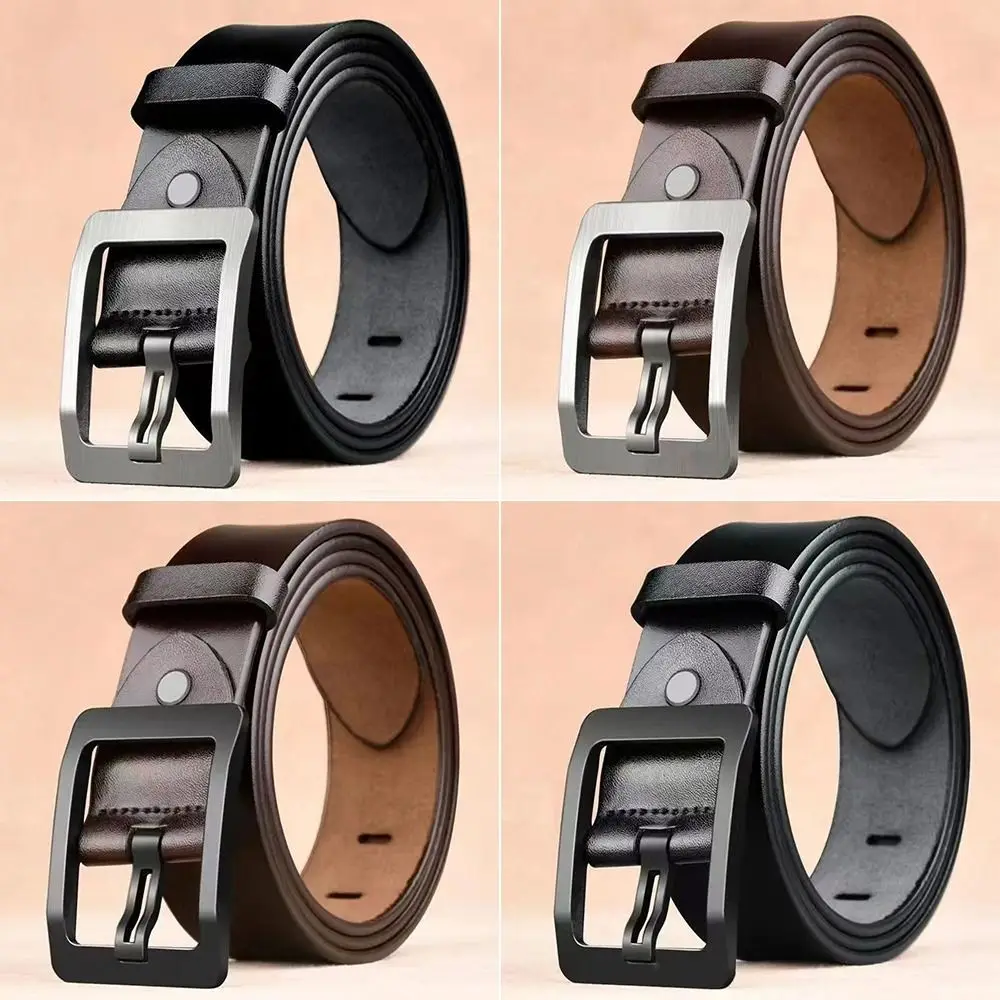 Мужской кожаный ремень в стиле ретро черный деловой Повседневный винтажный с