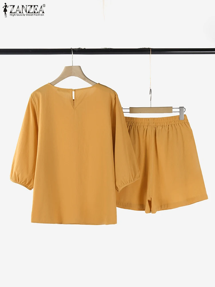 Шорты ZANZEA женские с эластичным поясом Элегантные короткие комплекты блузка