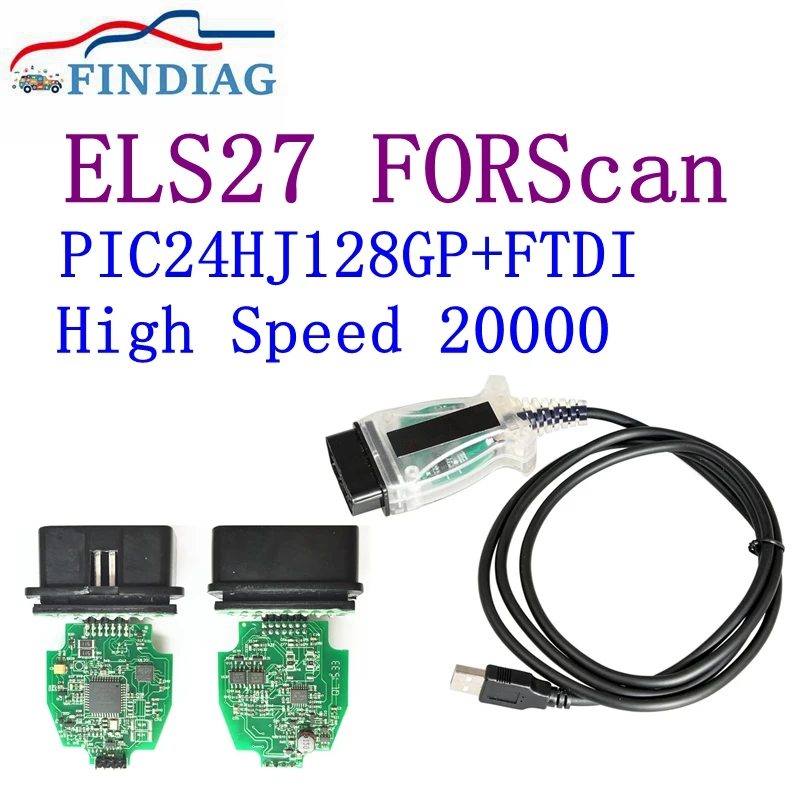 V2.3.8 ELS27 FORScan зеленая печатная плата PIC24HJ128GP + FTDI микрочип Многоязычная работает ELM327 & J2534 Pss-Thru для Mazda