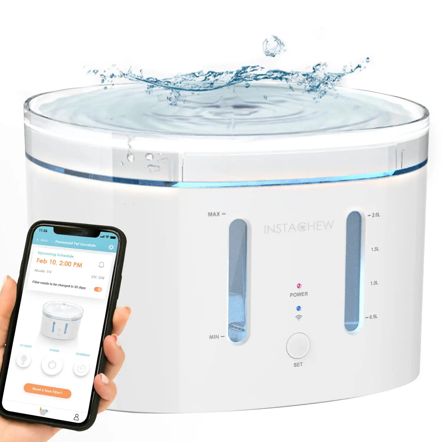 

Cat Water Fountain, Automatic Dog Fountain with Phone App for Multiple Pets