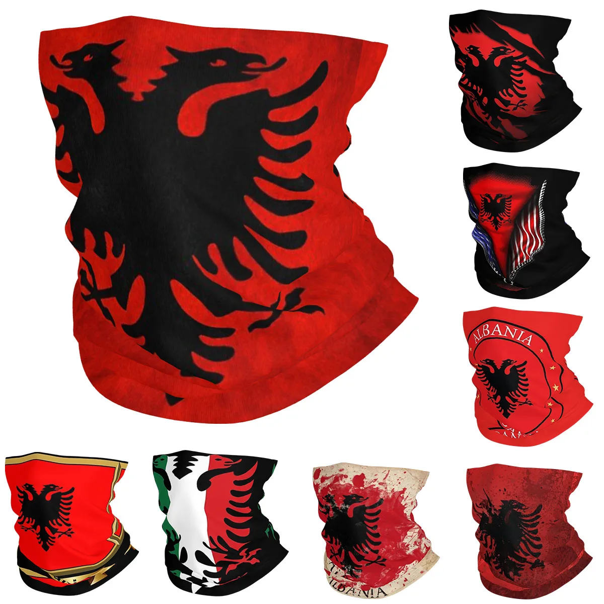 

Бандана с албанским флагом, накидка на шею, маска с принтом, шарф, многофункциональный велосипедный шарф унисекс, ветрозащитный шарф для взрослых