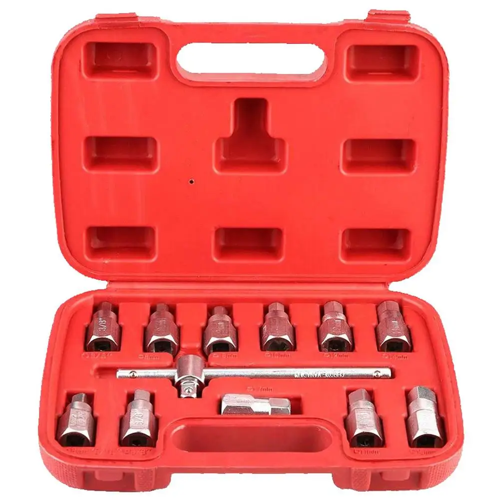 

12pcs Car Oil Bottom Screw Removal Tools Drain Plug Sump Key Set Car Repair Oil Sump Screw Sleeve Wrench