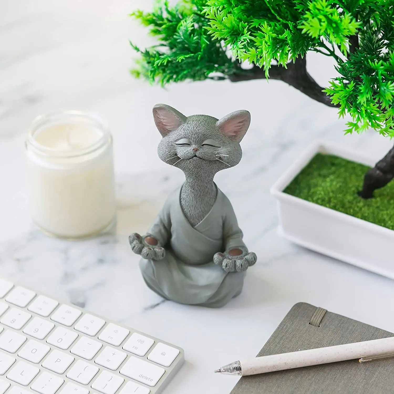 

Meditative Cat Ornaments Cute Animals Home Decor Buddhist Mood Style Ins Original Desktop Models Smile Figures Bedroom Craft New