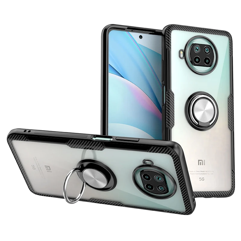 Transparent Magnetic Shockproof Case For Xiaomi Mi Redmi Note 10 10S 9 9S Pro 9Pro 10Pro 8 8T 10T T Clear Cover With Ring Holder