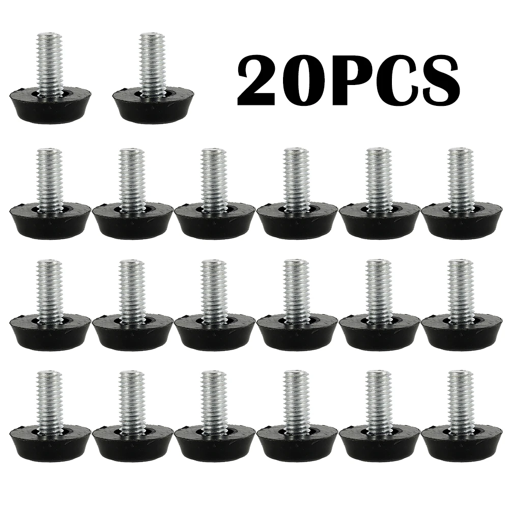 

20Pcs Adjustable Galvanized Steel Furniture Legs Anti-slip Base Table Cabinet Leg Pad Feet Leveler M8 Screw Metal Furniture Foot