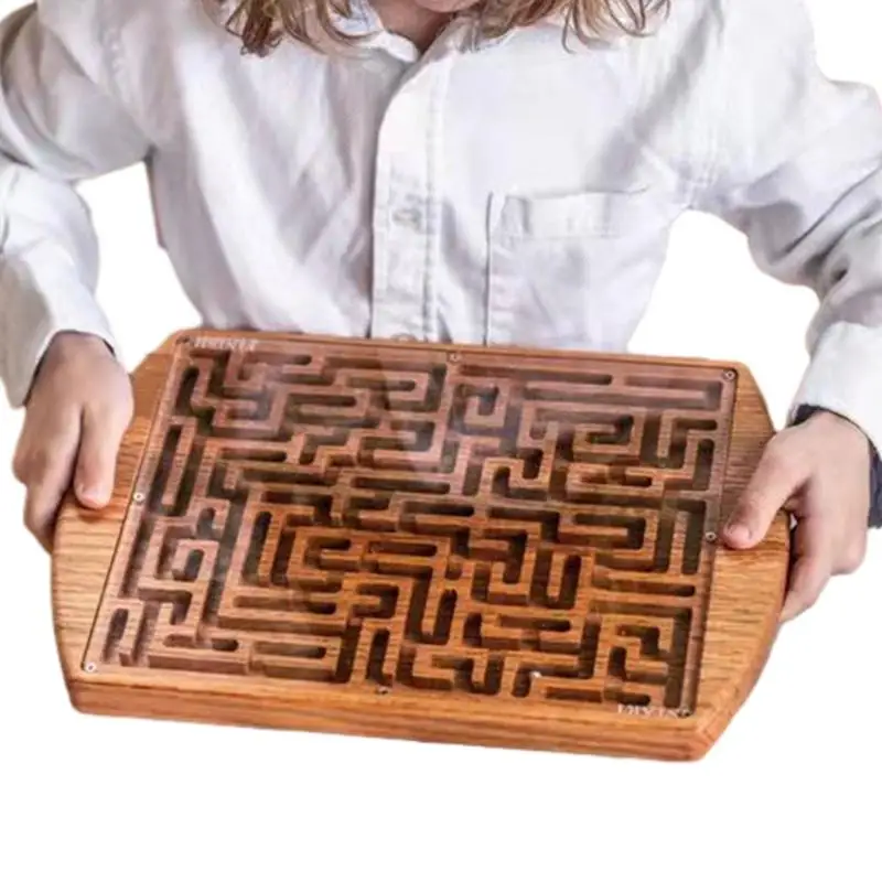 

Wooden Maze Intellect Board Toys For Kids Children Fun Brain Game Challenge Toy 3D Palm Walking Ball Maze Develop Intelligence
