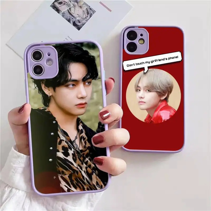 

Kim V Taehyung Phone Case For iphone 13 12 11 xr xs x 7 8 pro max light purple Soft TPU Silicone Clear Case Cover