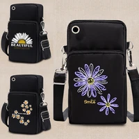 sports wallet mobile phone bag daisy print pouch holster bag waterproof pocket outdoor phone cover case crossbody shoulder bag