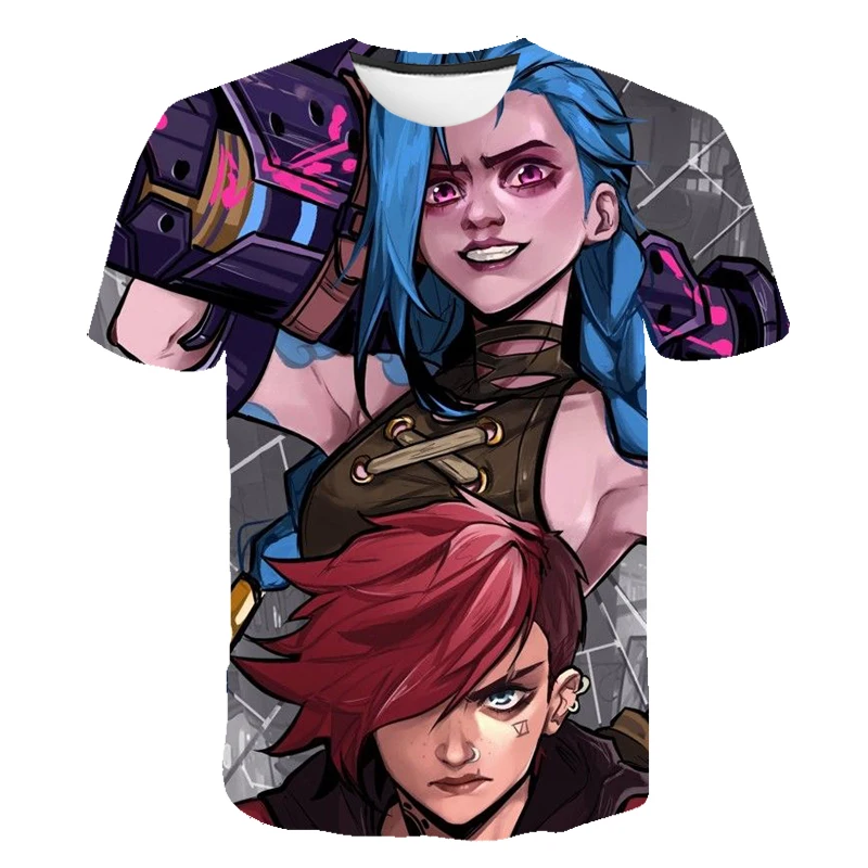 

Piltover Zaun Jinx And VI Sister Game Boys Girls Short Sleeve 3D Printed T-shirt Summer Casual Cartoon Children Clothing Kids