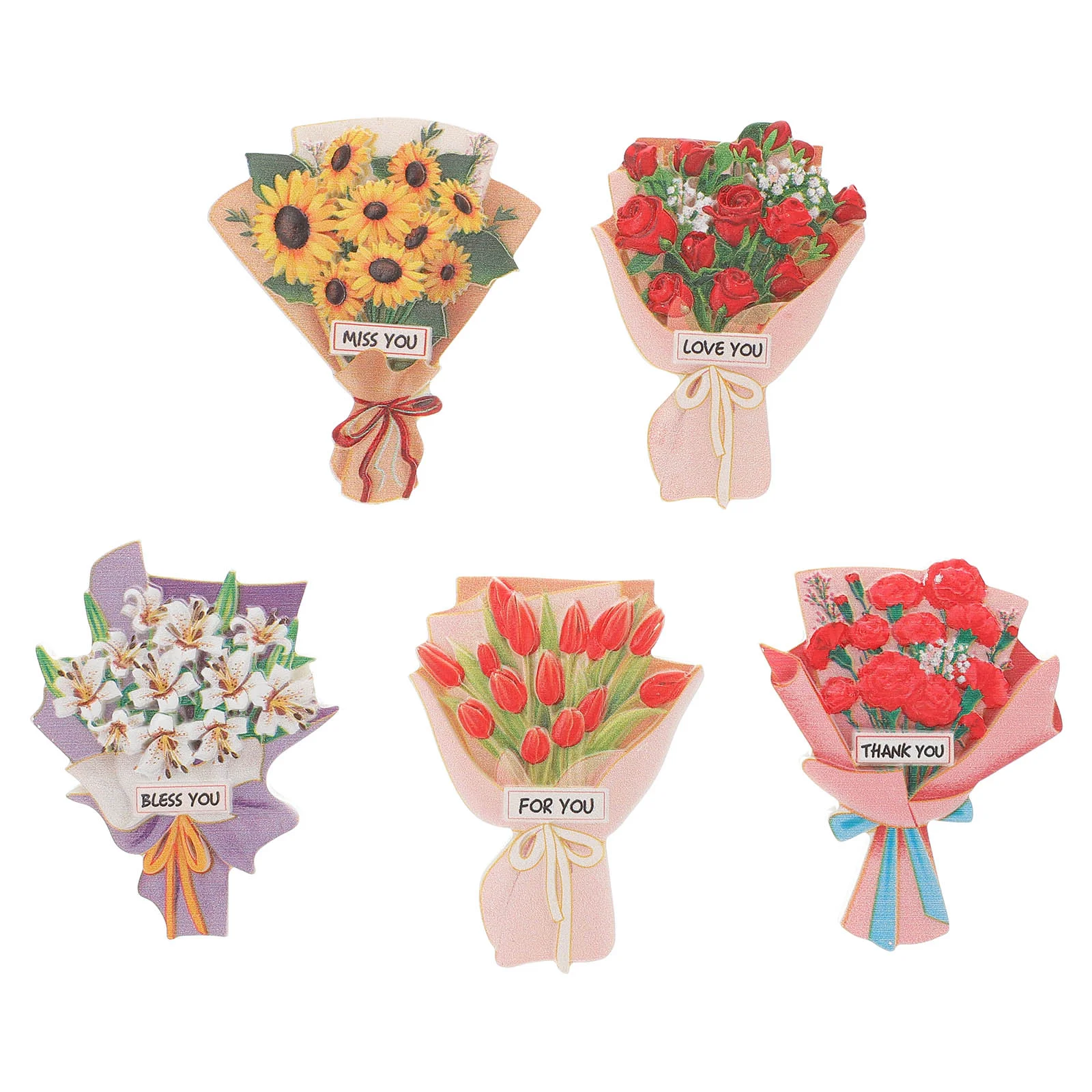 

5pcs Magnets Lovely Creative Exquisite Lily Sunflower Rose Magnets Refrigerator Decorations Flower Fridge Magnets