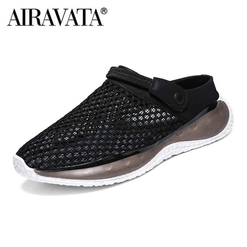 Summer Men Mesh Sandals Lightweight Sneakers Breathable Outdoor Half Slippers Designer Slip-on Mens Loafers Beach Shoes