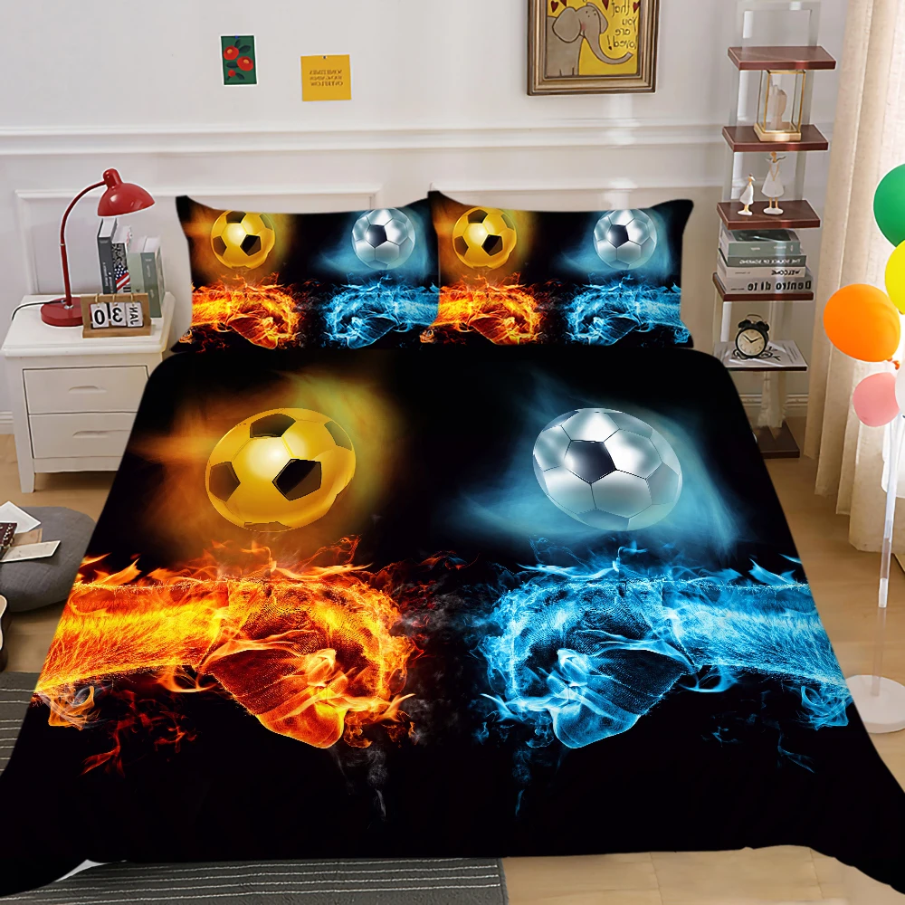 

European Pattern Hot Sale Bedding Set 3d Digital Soccer Printing 2/3pcs High Quality Duvet Cover Set ES/DE/EU/US Size