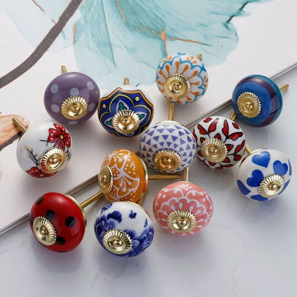 

Круглые вертикальные керамические ручки для выдвижных ящиков в пасторальном стиле