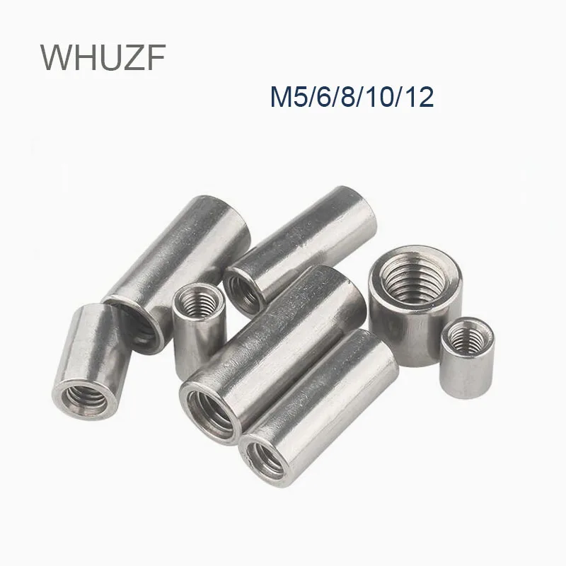 

M5 M6 M8 M10 M12 M16 M20 304 Stainless Steel Lengthen Thicken Round Column Joint Coupling Nut Cylindrical Connect Screw Nut 5pcs
