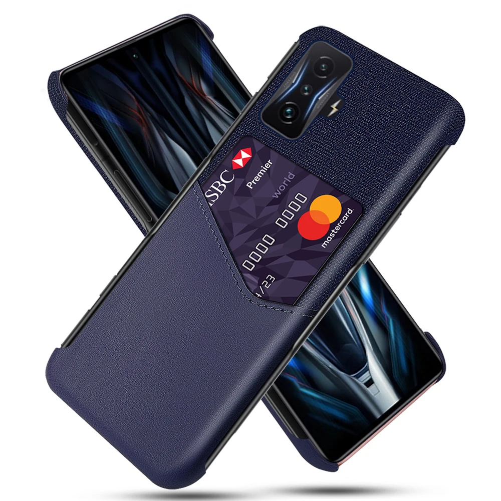 

For Poco F4 GT 5G Case Cloth Fabric Case with ID Holder Slot Funda For Poco F4 GT F3 Pro X4 X3 NFC M3 M4 Pro 4G 5G F2 F1 Coque