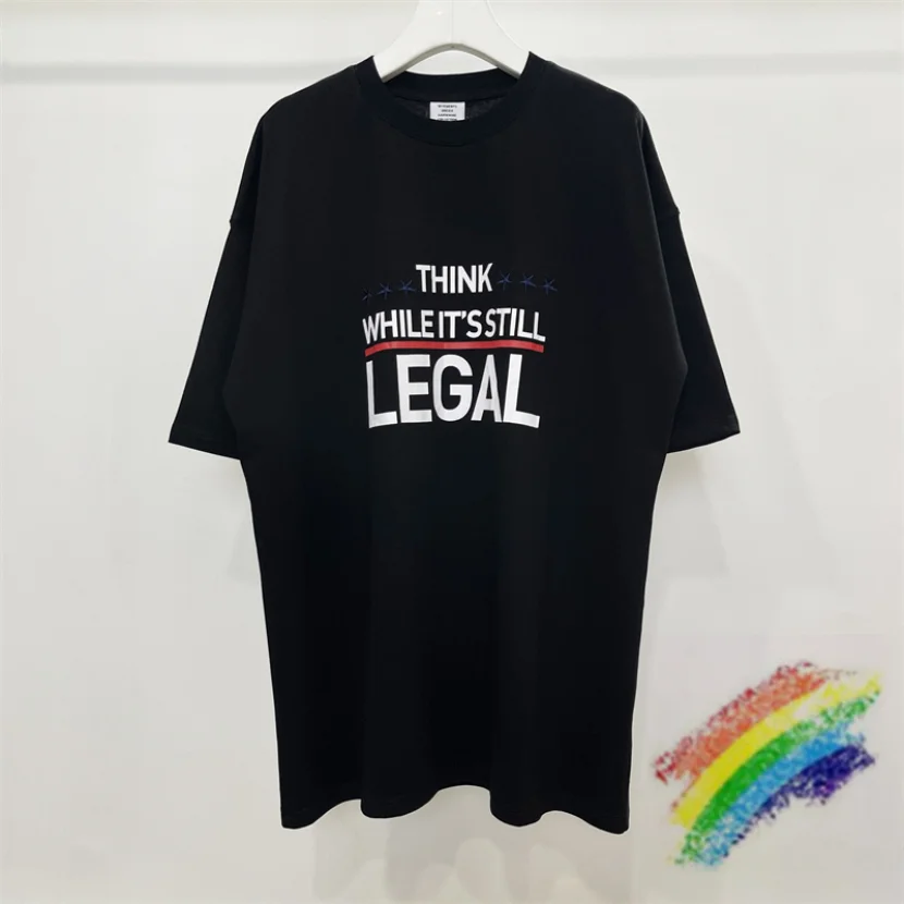 

Oversized Vetements Letter Printed Embroidered Logo T Shirt Men Women Heavy Fabric T-shirt Tops VTM