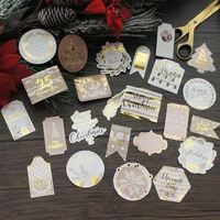 24pcs gold gift greeting words garland design sticker as gift tag christmas gift decoration scrapbooking diy sticker