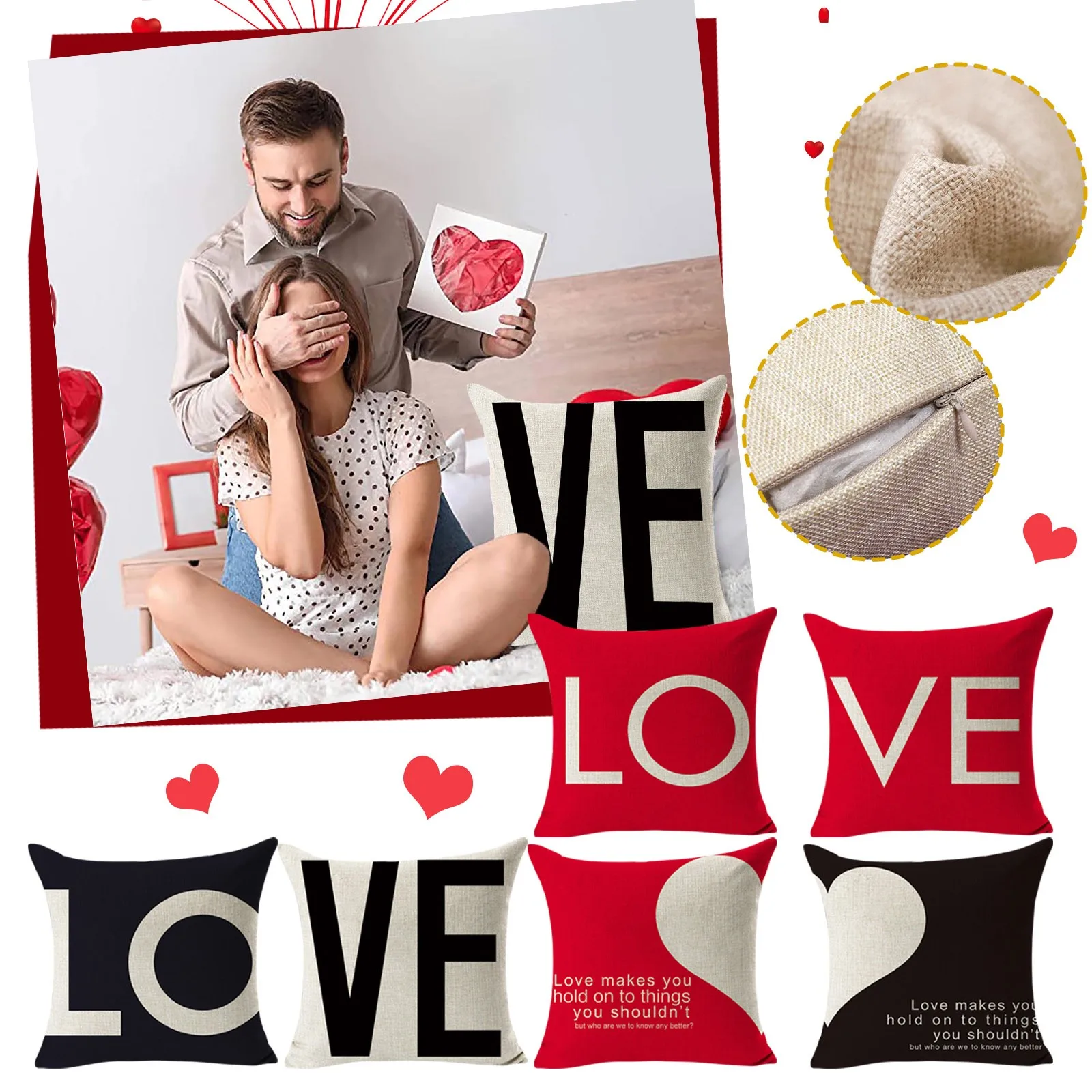 

Case Throw Decorations For Sofa Valentine Covers Pillowcase Couch Throw Day Covers Cushion Valentines Case