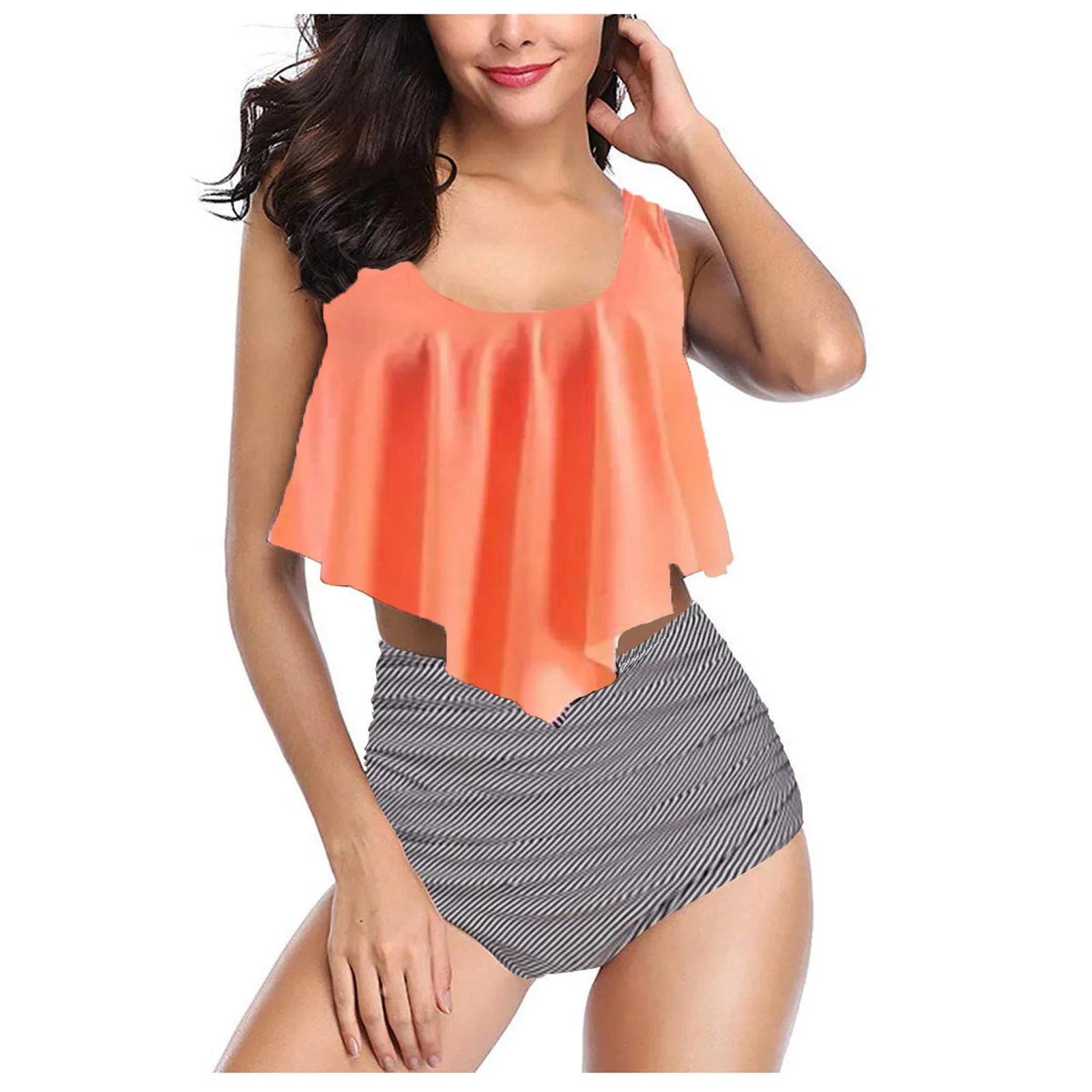 

Летний бразильский комплект бикини из двух предметов, комплект бикини с высокой талией, купальник, новые Танкини с пуш-ап, женские костюмы с ...