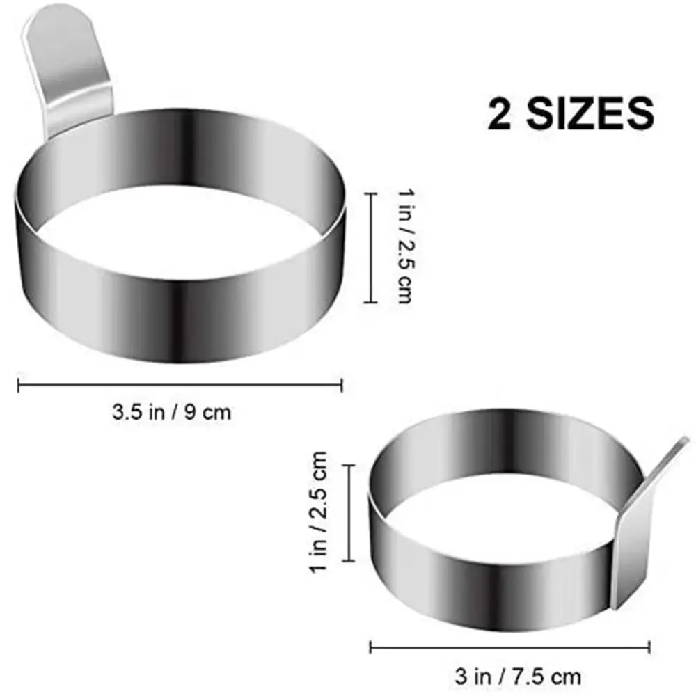 2 шт. круглая форма для жарки яиц из нержавеющей стали с антипригарным покрытием