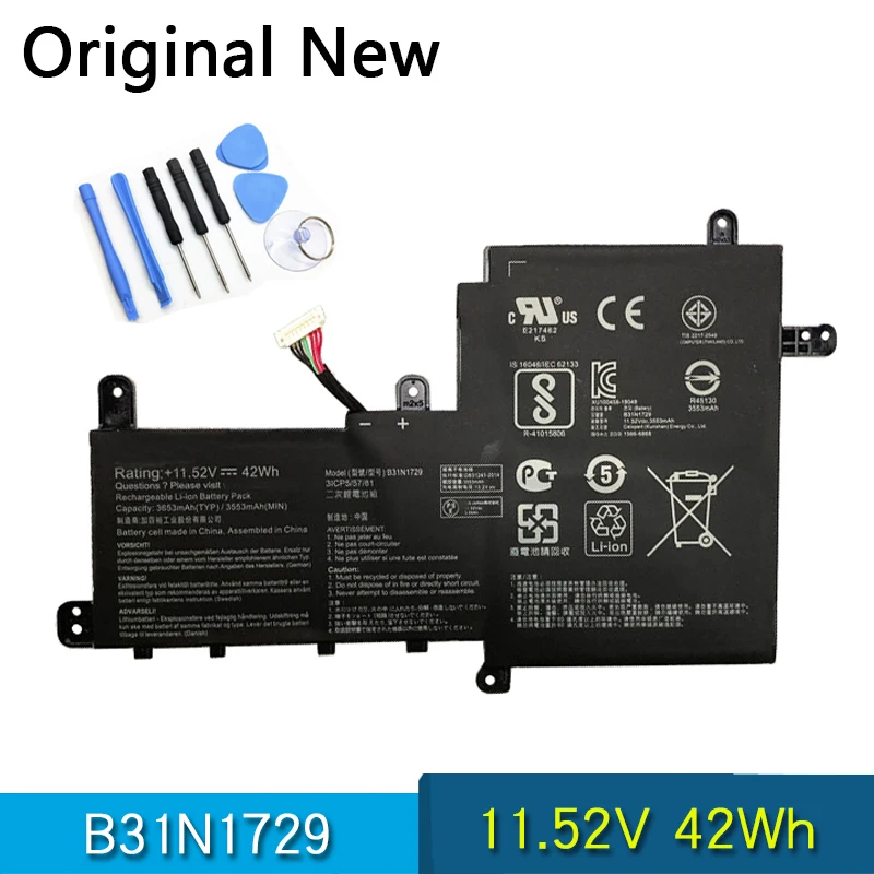 

NEW Original B31N1729 Laptop Battery For ASUS VivoBook S15 S530FA S530UA S530UN X530FA X530UA X530FN X530FN-1A 1B X530UN 42Wh